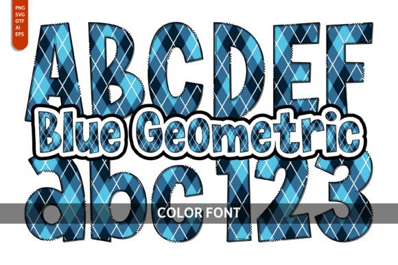 Blue Geometric Font for Creative Projects